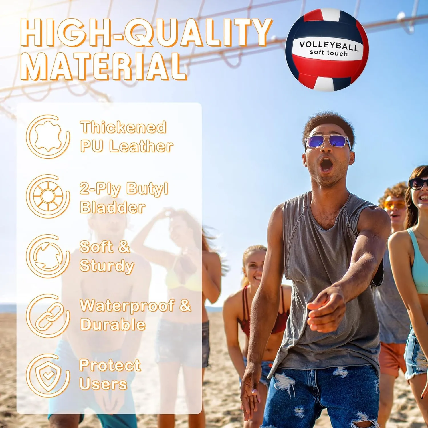 Libima 4 Pcs Volleyballs Official Size 5 with Pump and Net Bag Soft Waterproof Volleyballs for Kids Teens Adults Beginners Training Indoor Outdoor Beach Pool Backyard Gym Back to School