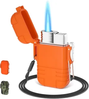Lighter Butane Lighter, Torch Lighter Refillable Jet Flame Lighter for Candle Grill BBQ,Orange (without Butane)