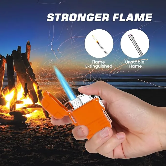 Lighter Butane Lighter, Torch Lighter Refillable Jet Flame Lighter for Candle Grill BBQ,Orange (without Butane)