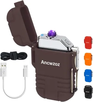 Lighter USB Rechargeable Lighter Outdoor Lighter Mini Lighter High-end Rechargeable Lighter for Garden Outdoor Activities (Brown)