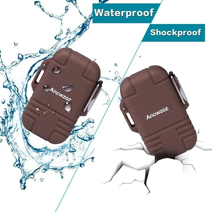 Lighter USB Rechargeable Lighter Outdoor Lighter Mini Lighter High-end Rechargeable Lighter for Garden Outdoor Activities (Brown)