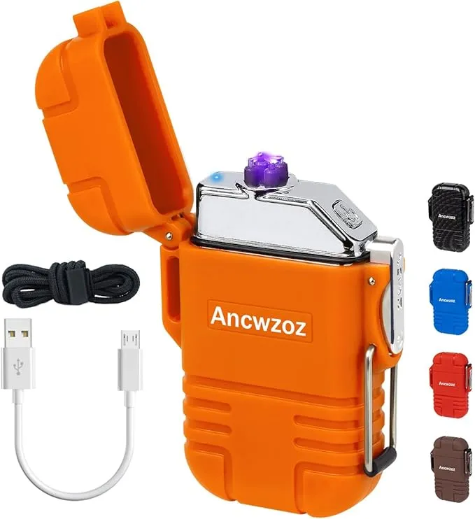 Lighter USB Rechargeable Lighter Outdoor Lighter Mini Lighter High-end Rechargeable Lighter for Garden Outdoor Activities(Orange)