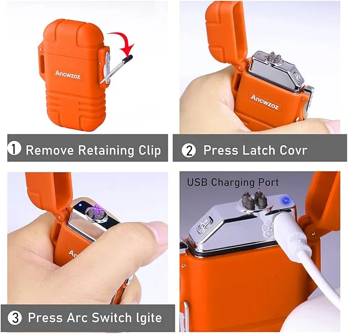 Lighter USB Rechargeable Lighter Outdoor Lighter Mini Lighter High-end Rechargeable Lighter for Garden Outdoor Activities(Orange)