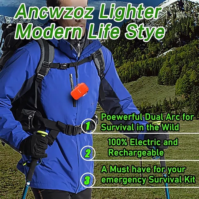 Lighter USB Rechargeable Lighter Outdoor Lighter Mini Lighter High-end Rechargeable Lighter for Garden Outdoor Activities(Orange)