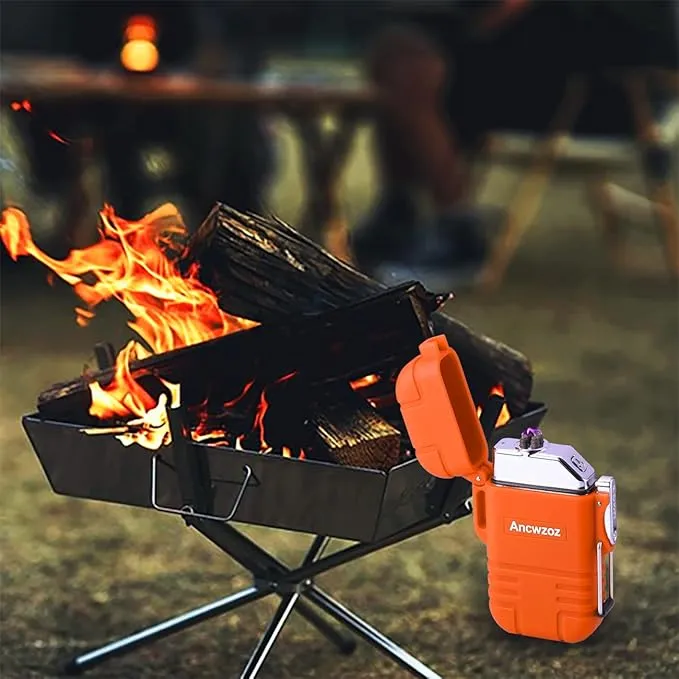 Lighter USB Rechargeable Lighter Outdoor Lighter Mini Lighter High-end Rechargeable Lighter for Garden Outdoor Activities(Orange)
