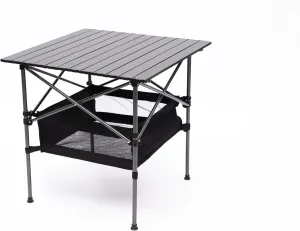 Lightweight Folding Square Table Roll Up Top 4 People Compact Table with Carry Bag for Camping, Picnic, Backyards, BBQ, Brown, HUT-48