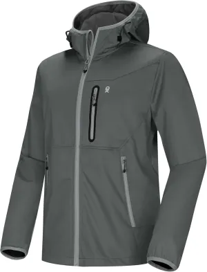 Little Donkey Andy Men's Lightweight Hooded Softshell Jacket for Running Travel Hiking, Windproof Outerwear, Water Repellent