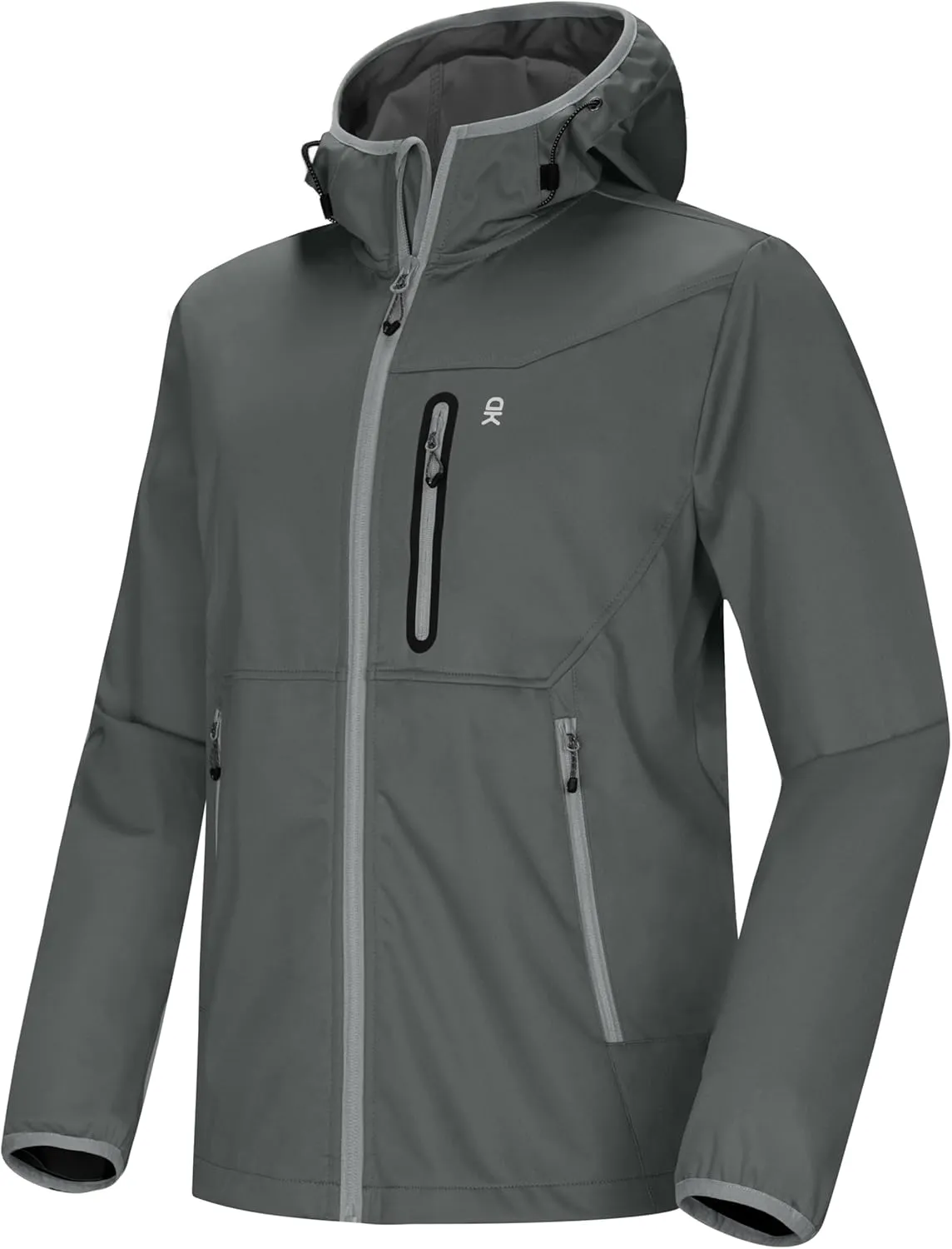 Little Donkey Andy Men's Lightweight Hooded Softshell Jacket for Running Travel Hiking, Windproof Outerwear, Water Repellent