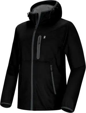 Little Donkey Andy Men's Lightweight Hooded Softshell Jacket for Running Travel Hiking, Windproof Outerwear, Water Repellent