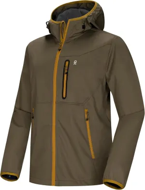 Little Donkey Andy Men's Lightweight Hooded Softshell Jacket for Running Travel Hiking, Windproof Outerwear, Water Repellent