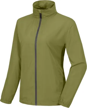 Little Donkey Andy Women’s Lightweight Breathable Running Golf Windbreaker Jacket Full Zip Windproof Water Repellent UPF50  Olive L