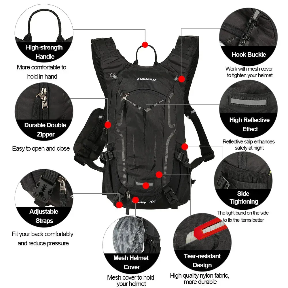 Lixada 18L Waterproof Bicycle Bag MTB Cycling Backpack with Rain Cover Breathable Climb Hiking Camping Bike Hydration Backpack