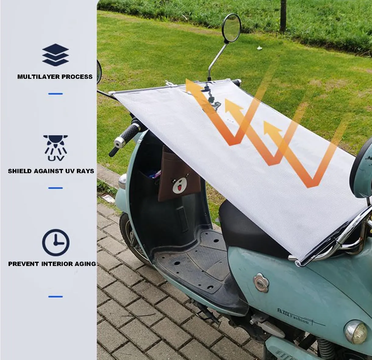 Loizziuy Bike Covers Automatic Retractable, Electric Vehicle Sunscreen Seat Cover, Battery Electric Vehicle Cushion, Summer Rainproof Vehicle Cover, Universal for Motorcycles