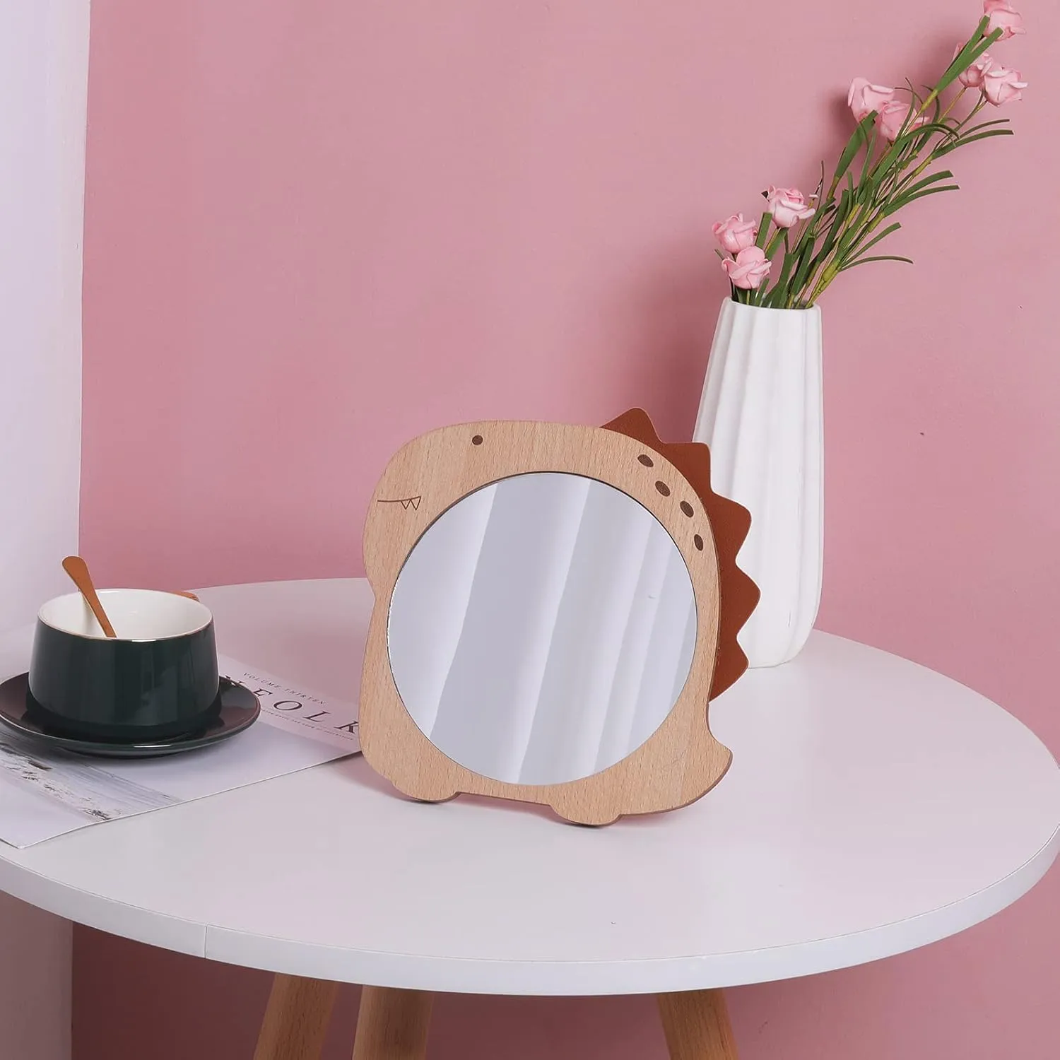 LONGSHENG - SINCE 2001 - Makeup Mirror Table Desk Vanity Mirror Adjustable Dinosaur Design Shaving Cosmetic Mirror Children Mirror Table Decor