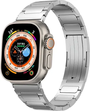 Luxury Titanium Watch Band - Fits Apple Watch ULTRA & ULTRA 2 (49mm) & Series 10-1/SE - Adjustable Titanium Apple Watch Band with Secure Clasp - Waterproof, Rugged, Ideal for Sports & Business
