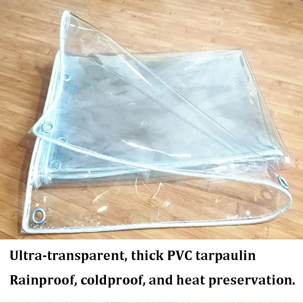 LXB Outdoor Multipurpose Tarpaulin-Tarpaulin Heavy-Duty Clear Trap Thicken 19.7 Mil/0.5Mm, PVC Transparent Waterproof with Grommets, Cover Tent Shelter Camping,1X1.5M