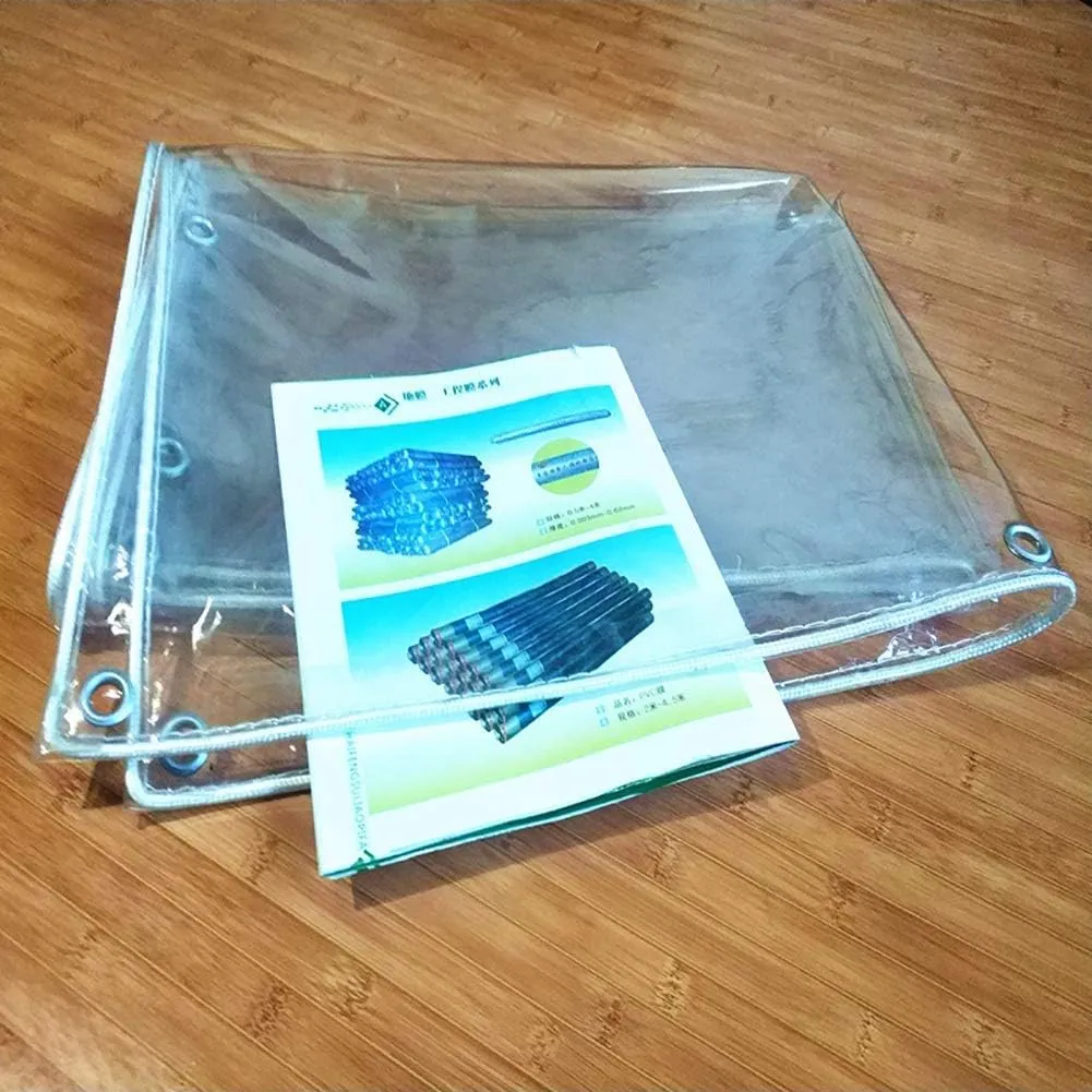 LXB Outdoor Multipurpose Tarpaulin-Tarpaulin Heavy-Duty Clear Trap Thicken 19.7 Mil/0.5Mm, PVC Transparent Waterproof with Grommets, Cover Tent Shelter Camping,1X1.5M