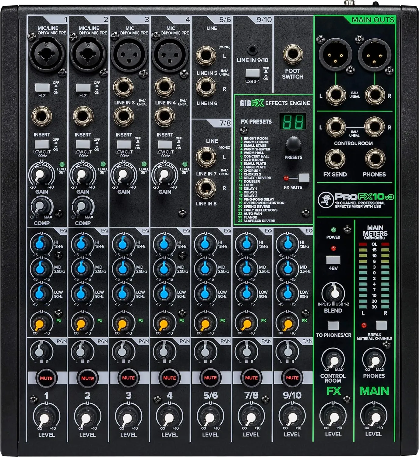 Mackie ProFX10v3 10-channel Mixer with USB and Effects