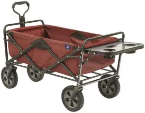 MacSports Collapsible Outdoor Utility Wagon with Folding Table and Drink Holders, Maroon (WTC-167)