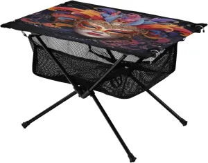 Mardi Gras Colorful Portable Folding Camping Table, Compact Lightweight Beach Table with Carrying Bag for Outdoor Picnics, BBQs, Camp