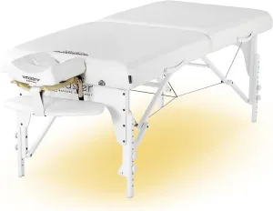 Master Massage 31" Extra Wide Montclair Pro Memory Foam Portable Massage Table Package in Snow White with Reiki and Ambient Lighting System