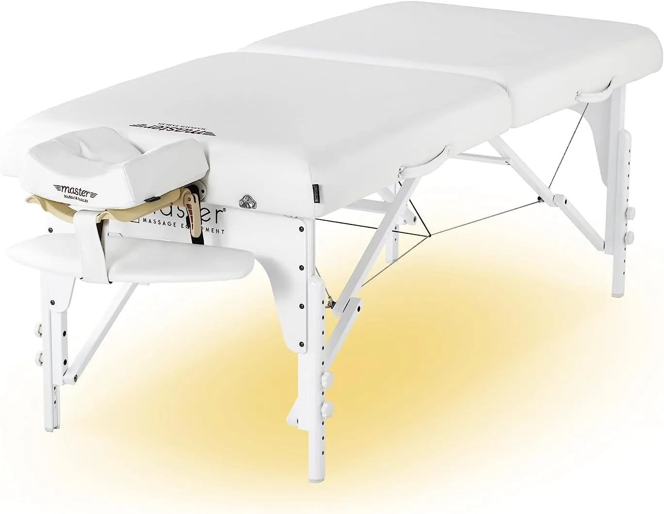 Master Massage 31" Extra Wide Montclair Pro Memory Foam Portable Massage Table Package in Snow White with Reiki and Ambient Lighting System