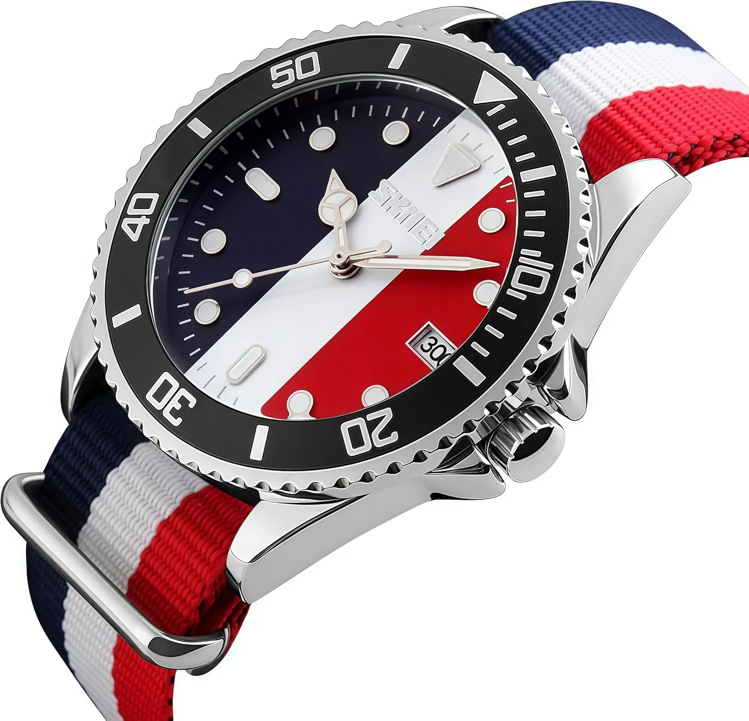 MASTOP Men's Quartz Watch Nylon Strap British Style Business Sports Date Display Waterproof Dress Watches Luminous Fashion Analog Casual Wristwatch