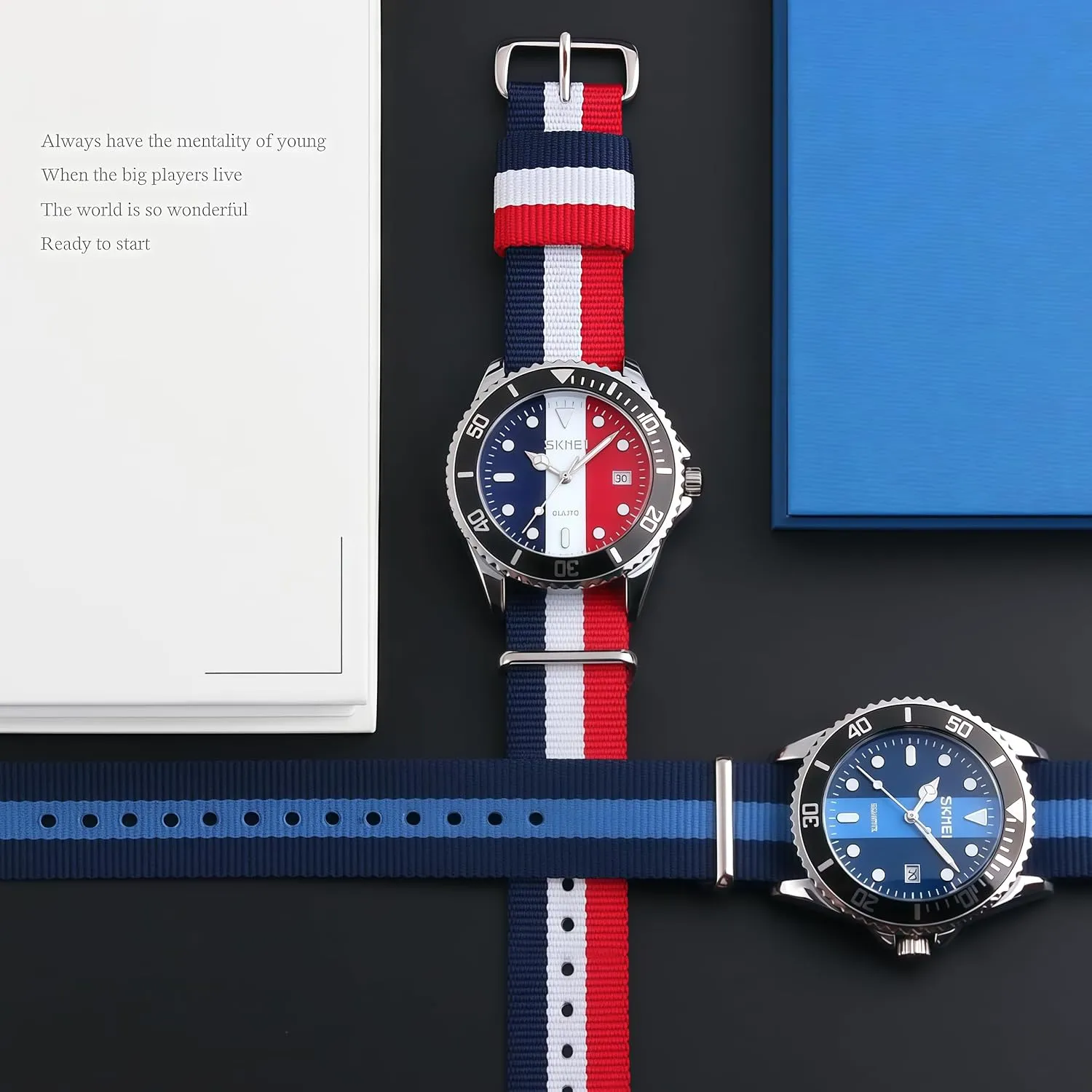 MASTOP Men's Quartz Watch Nylon Strap British Style Business Sports Date Display Waterproof Dress Watches Luminous Fashion Analog Casual Wristwatch