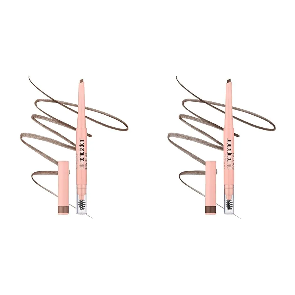 Maybelline Total Temptation Eyebrow Definer Pencil Bundle, Soft Brown 1 Count and Medium Brown 1 Count