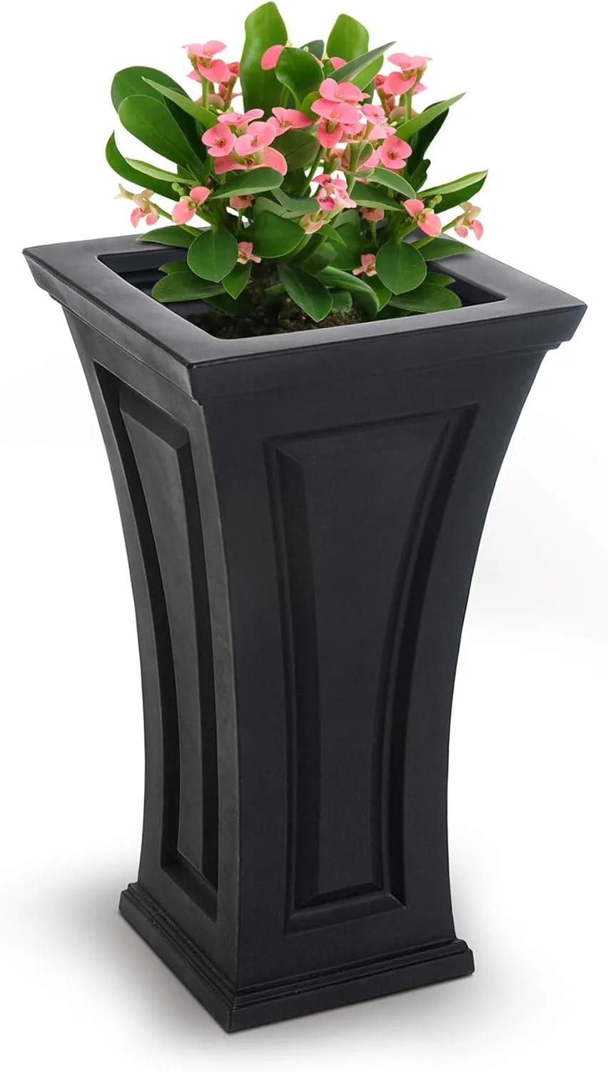 Mayne Cambridge 28in Tall Planter - Black - 16in L x 16in W x 28in H - with 6.5 Gallon Built-In Water Reservoir (4834-B)