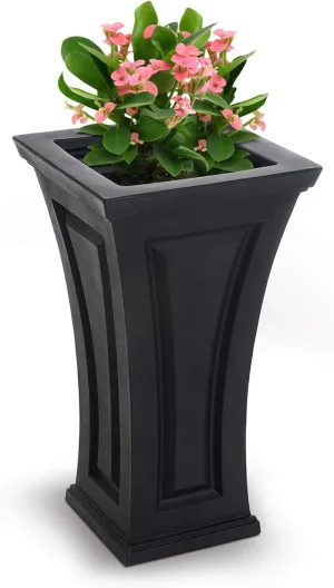 Mayne Cambridge 28in Tall Planter - Black - 16in L x 16in W x 28in H - with 6.5 Gallon Built-In Water Reservoir (4834-B)