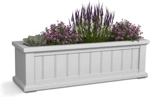 Mayne Cape Cod 3ft Window Box - White - 36in L x 11in W x 10.8in H - with 6.5 Gallon Built-in Water Reservoir (4840-W)