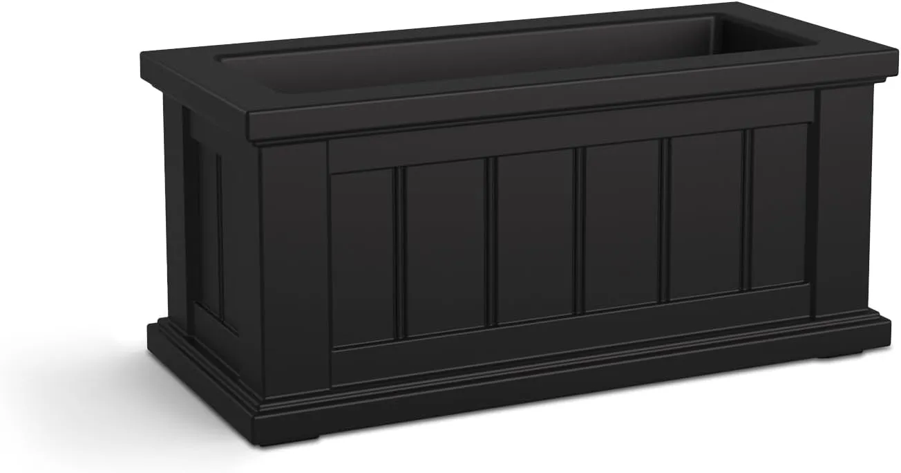 Mayne Cape Cod Rectangle Planter - Black - 24in L x 11in W x 11in D - Polyethylene - Built-in Water Reservoir (4839-B)