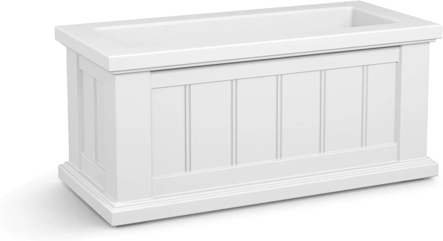 Mayne Cape Cod Rectangle Planter - White - 24in L x 11in W x 11in D - Polyethylene - Built-in Water Reservoir (4839-W)