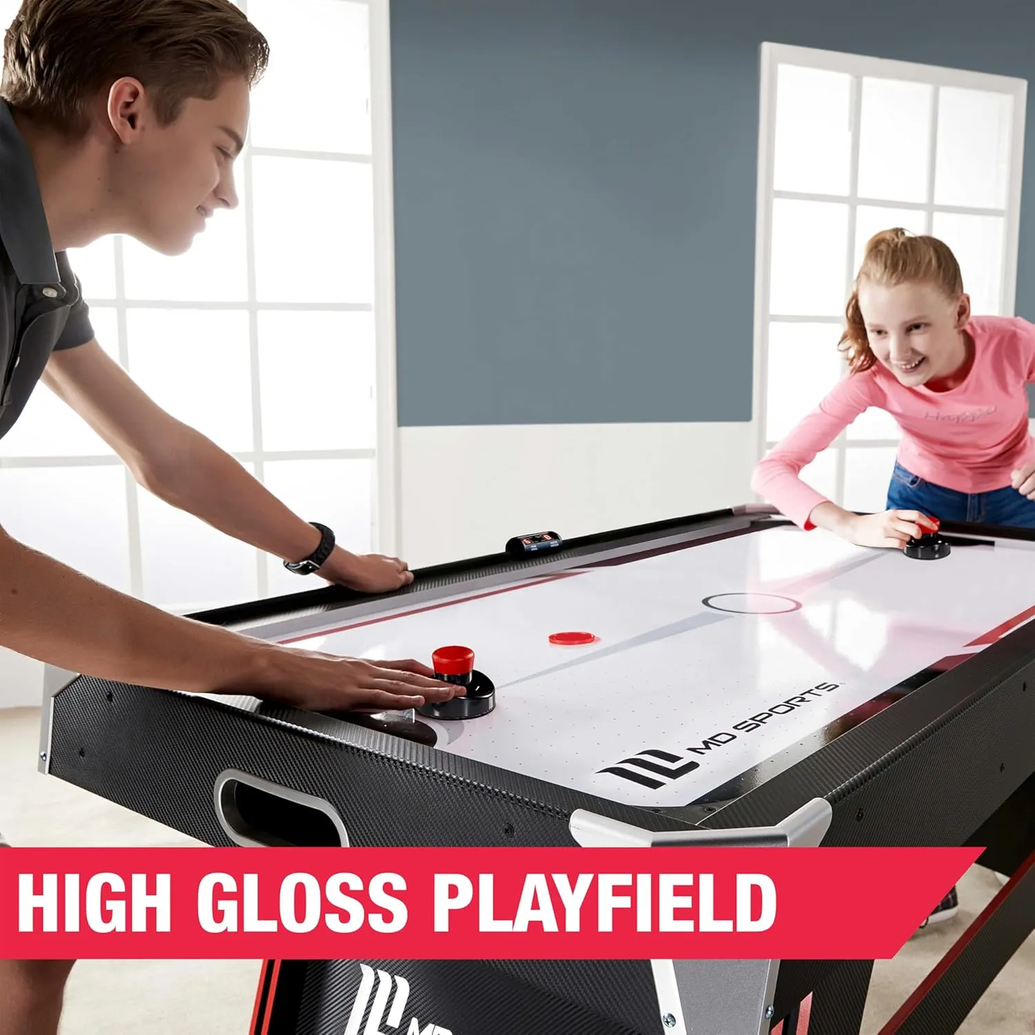 MD Sports Air Hockey Table with Arcade Electronic Scorer, Perfect for Family Game Rooms