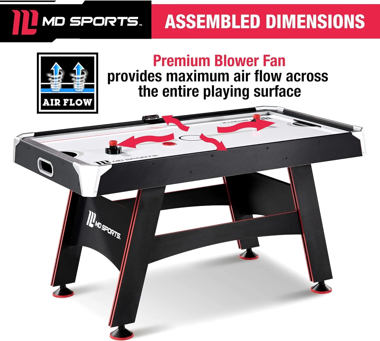 MD Sports Air Hockey Table with Arcade Electronic Scorer, Perfect for Family Game Rooms
