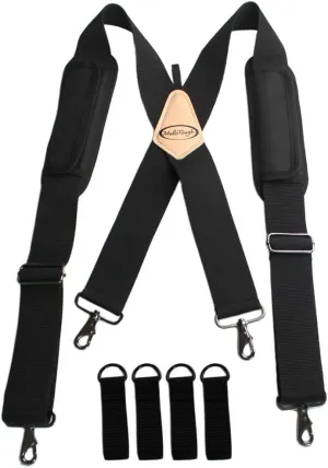 MELOTOUGH Tool Belt Suspenders Work Belt Suspenders Flexible Adjustable Straps with Moveable Padded Shoulders with 4 Loop Attachments