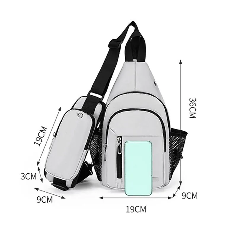 Men Oxford Cloth Chest Bag Casual Crossbody Shoulder Backpack - Light Grey