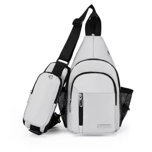 Men Oxford Cloth Chest Bag Casual Crossbody Shoulder Backpack - Light Grey