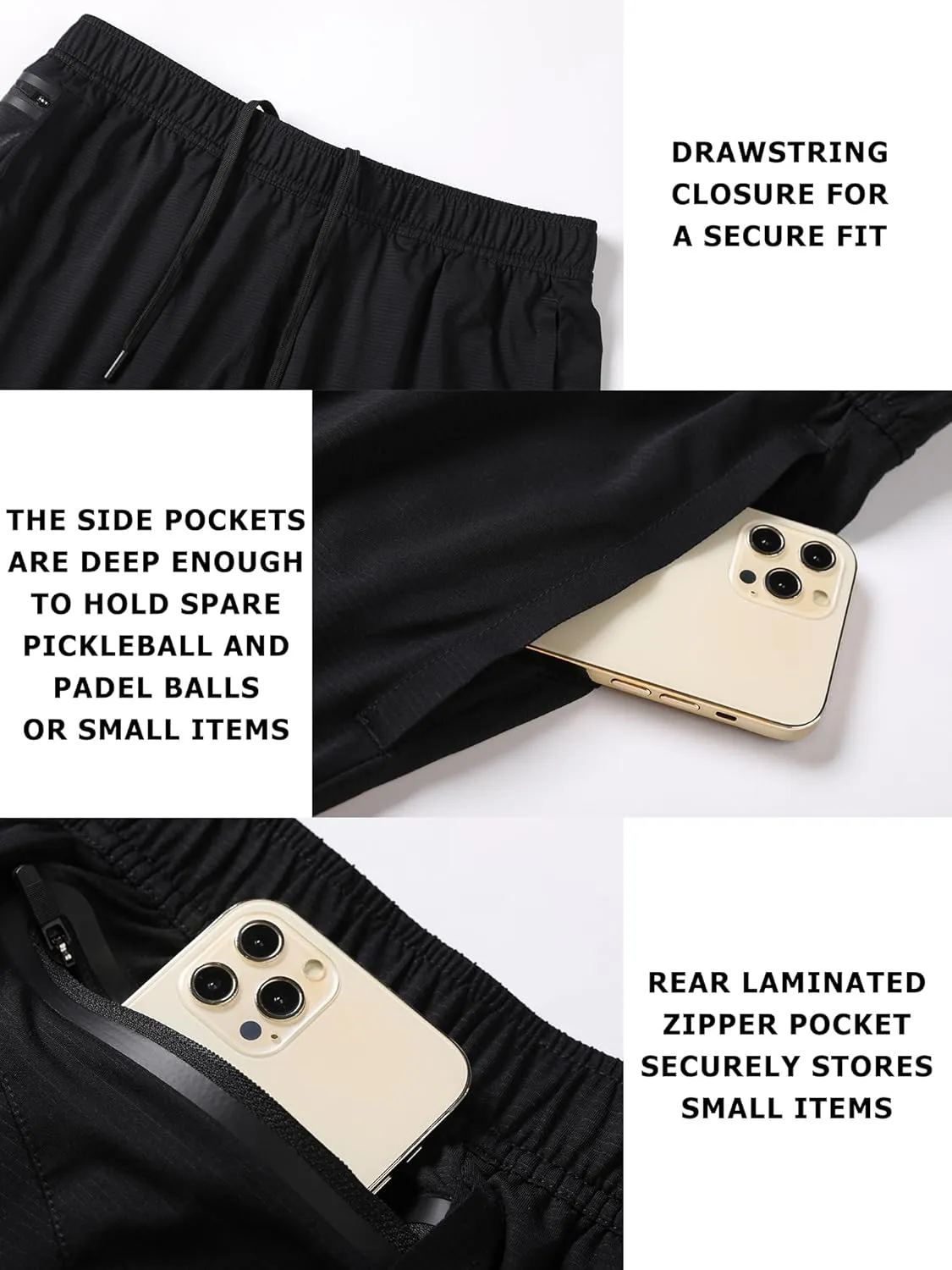 Mens Athletic Shorts Moisture Wicking Pickleball Tennis 5" Camping Hiking Workout Running Shorts with Back Zip Pocket