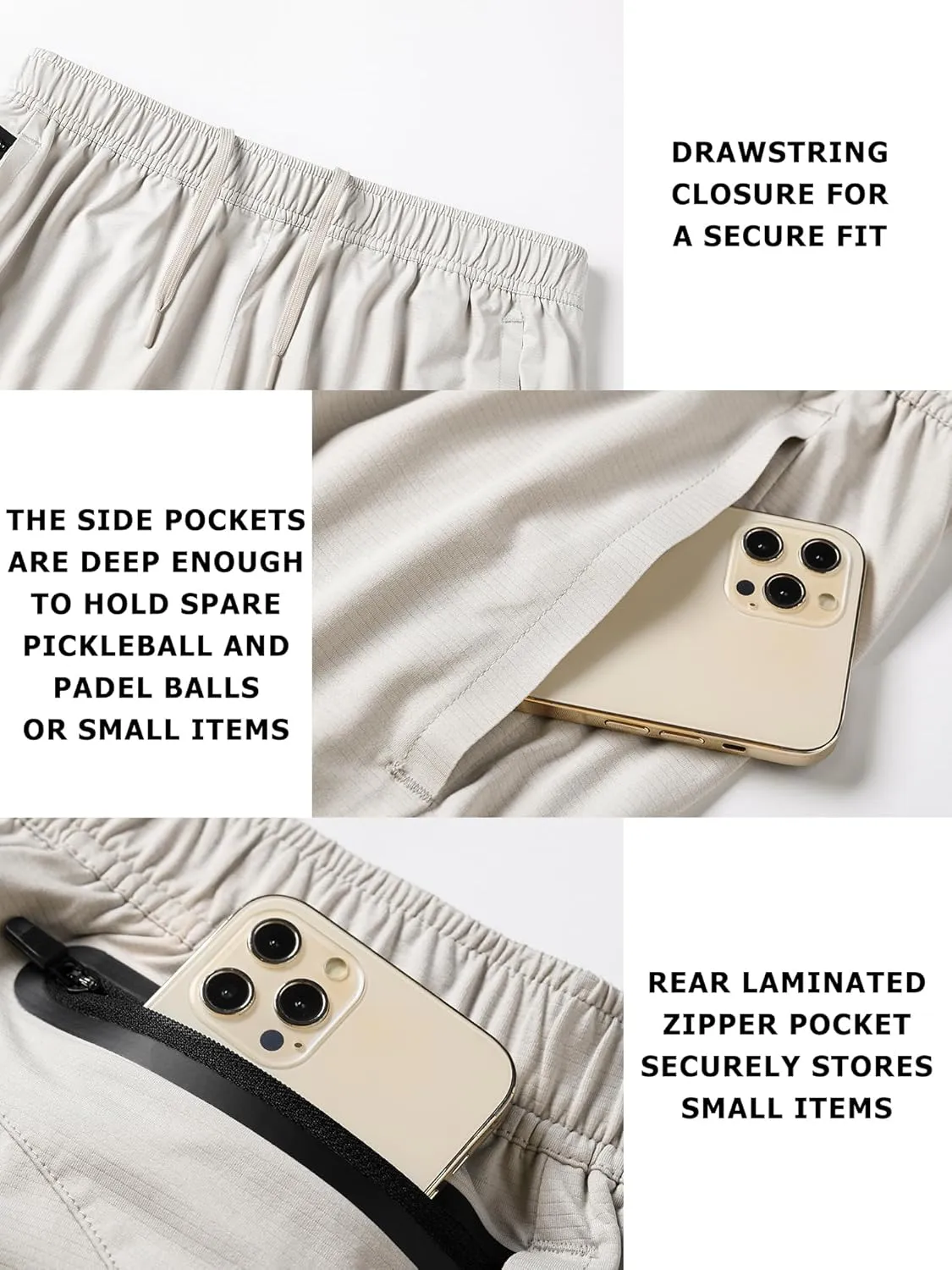 Mens Athletic Shorts Moisture Wicking Pickleball Tennis 5" Camping Hiking Workout Running Shorts with Back Zip Pocket