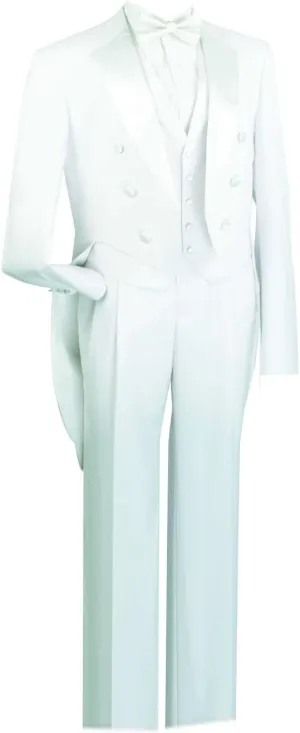 Men's Classic Fit Tuxedo with Tails & White Vest TT-2X (US, Numeric, 48, Regular, Regular, White)