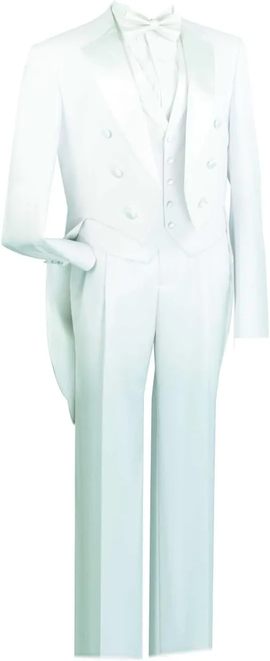Men's Classic Fit Tuxedo with Tails & White Vest TT-2X (US, Numeric, 48, Regular, Regular, White)