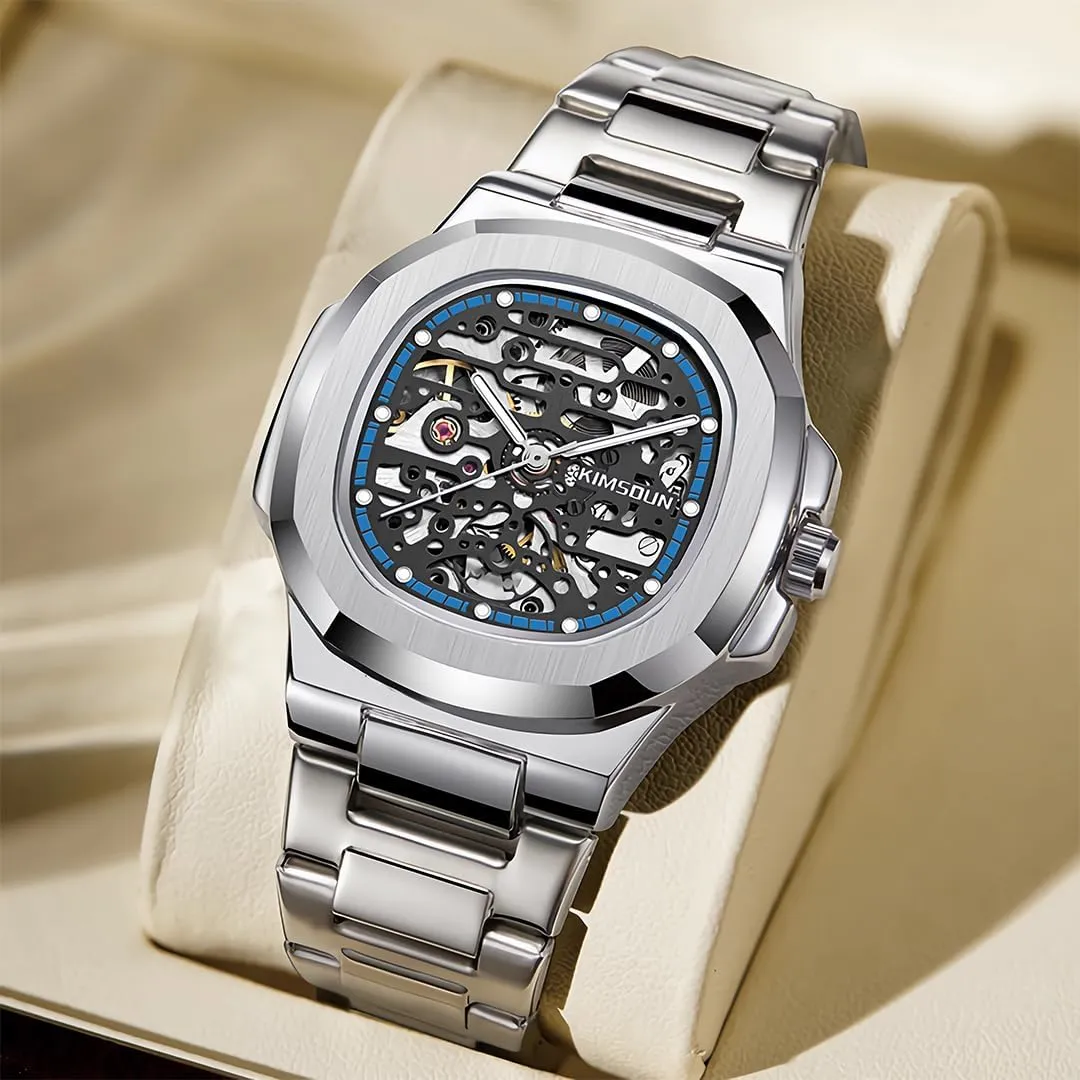 Men's Fully Automatic Mechanical Watch, Waterproof Hollow Dial, Luminous Scale, Fully Automatic Men's Watch, Fashionable Business Watch, Mechanical Watch