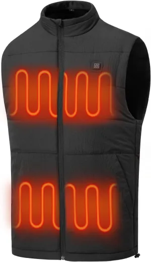 Men's Heated Vest Water-resistant USB Rechargeable Washable Electric Winter Heating Vests (Battery Pack Not Included)