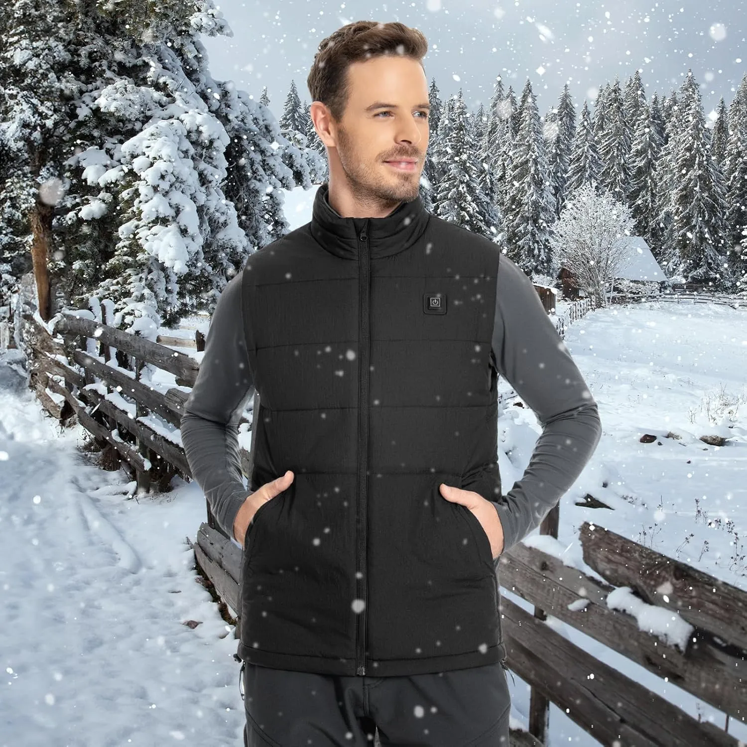 Men's Heated Vest Water-resistant USB Rechargeable Washable Electric Winter Heating Vests (Battery Pack Not Included)
