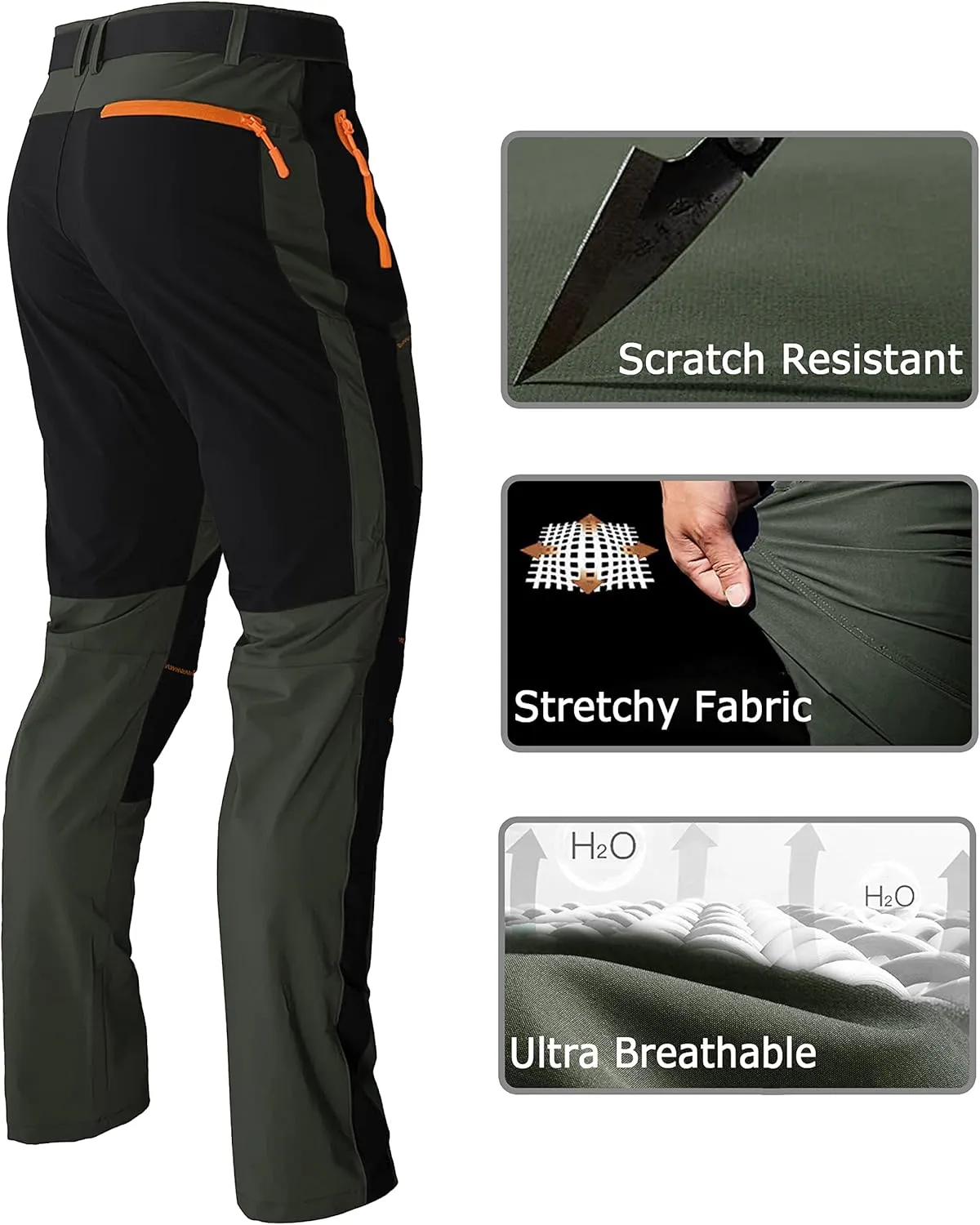 Mens Stretch Work Hiking Pants Quick Dry Lightweight Waterproof Outdoor Travel Climbing Fishing Pants