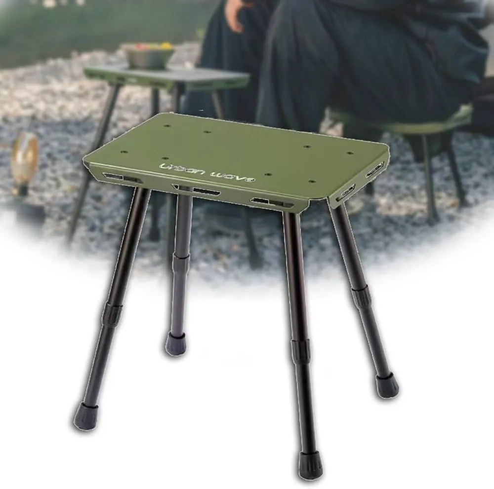 Metal Collapsible Camping Stool, Portable Foldable Fishing Stool, Outdoor Small Table Stool, Height-Adjustable Aluminum Stool Hunting BBQ Hiking(Green)