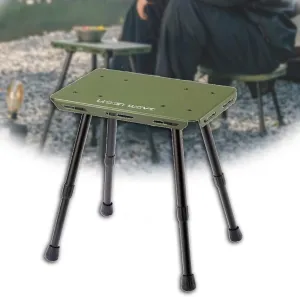 Metal Collapsible Camping Stool, Portable Foldable Fishing Stool, Outdoor Small Table Stool, Height-Adjustable Aluminum Stool Hunting BBQ Hiking(Green)