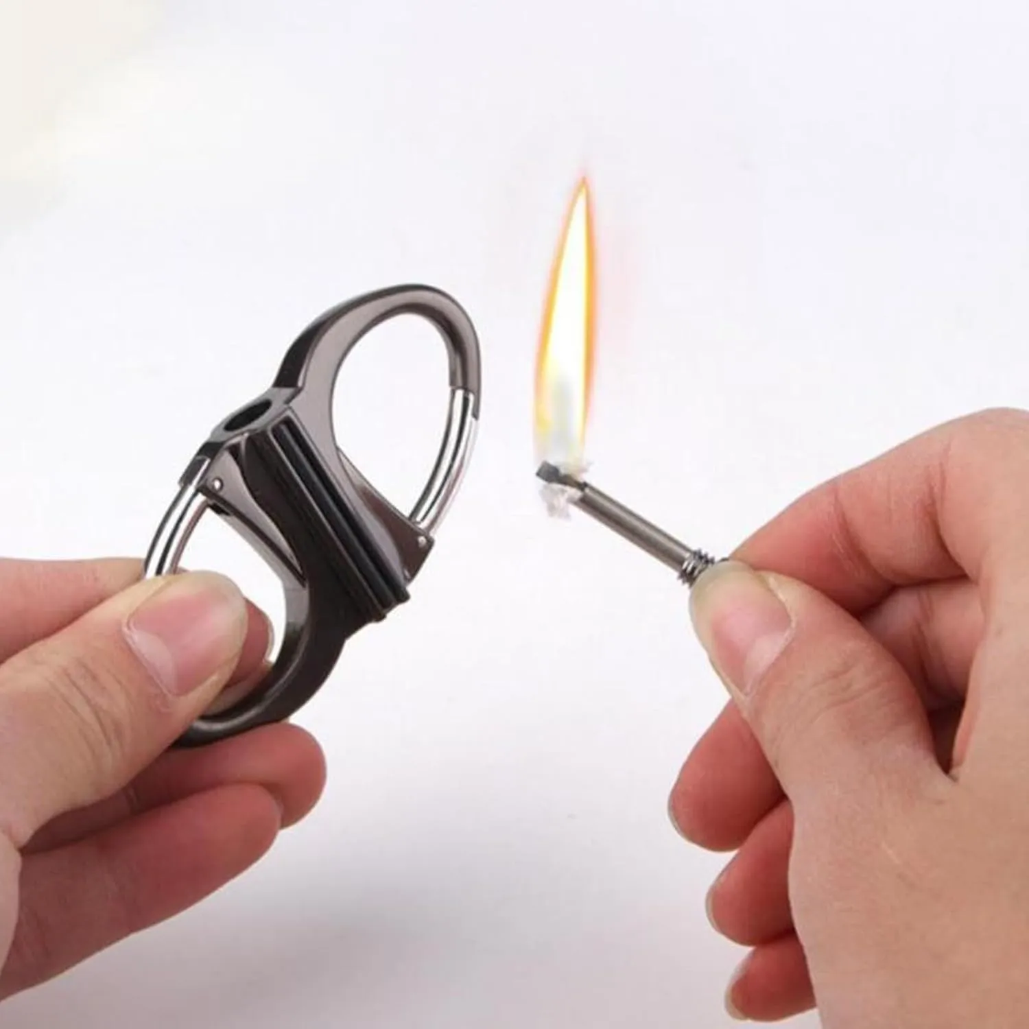 Metal Kerosene Lighter with Permanent Matches, Reusable, Waterproof Matches for lighters, Convenient Keychain Emergency Matches for Survival (no Fuel)(Black)